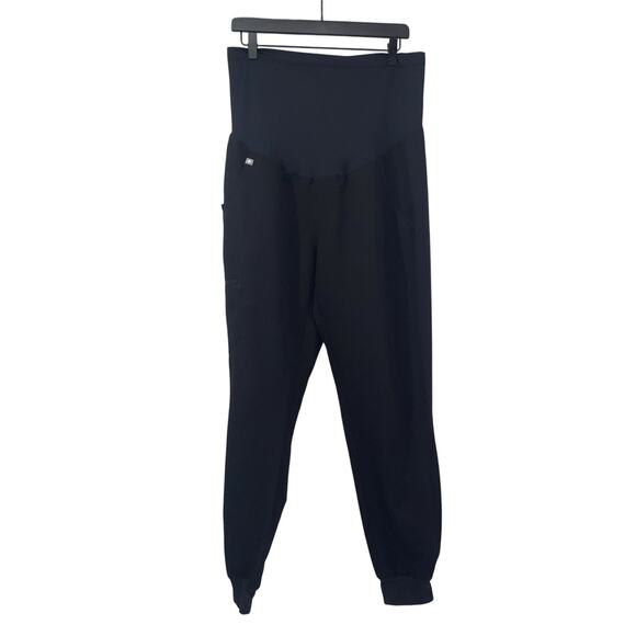 FIGS Women’s Zamora Maternity Petite Scrub Pants Medium Black Technical - Picture 1 of 9
